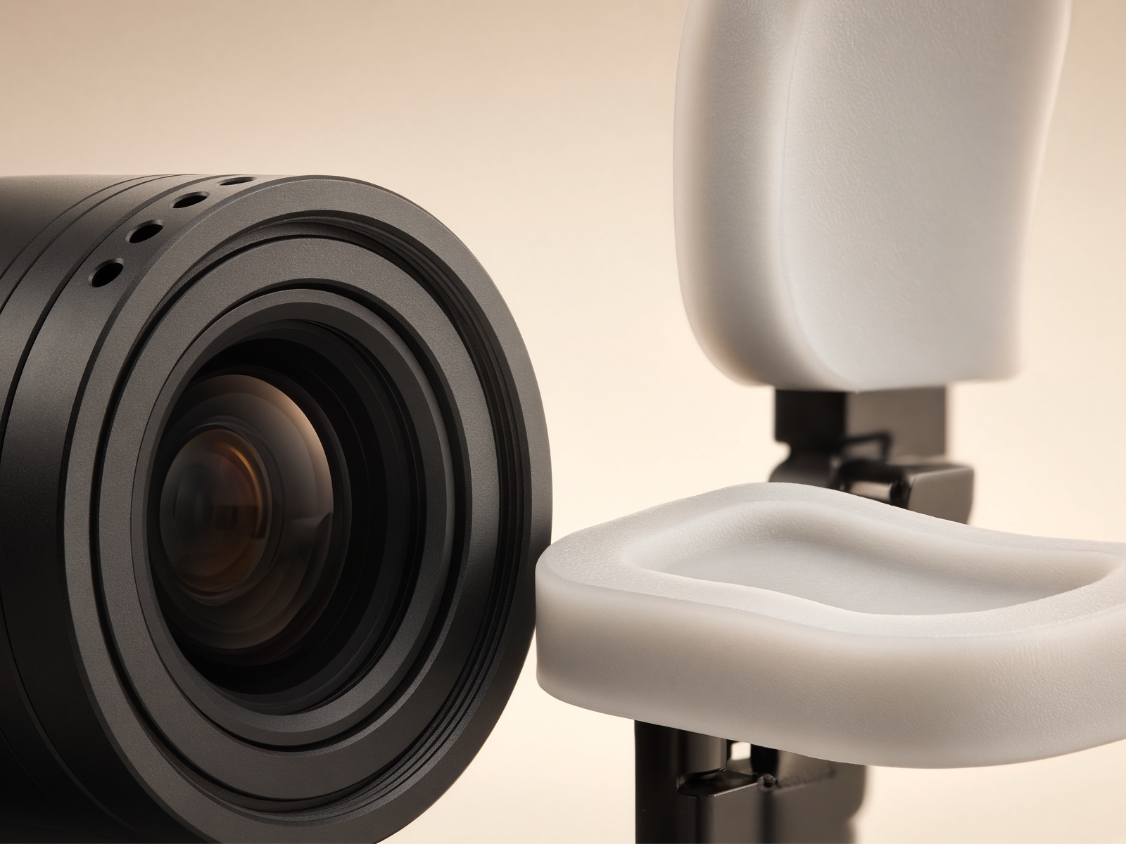 Infrared eye-tracking camera and chin rest